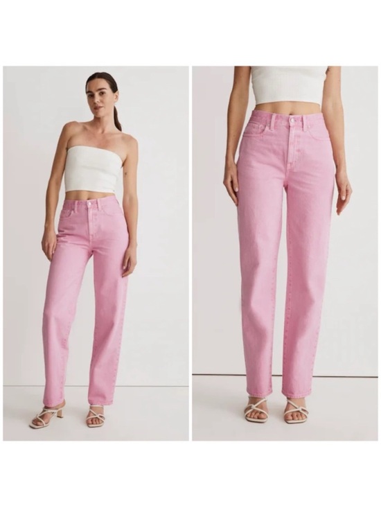 Madewell Denim - Madewell Baggy Straight Jeans: Garment Dyed Edition in Retro Pink